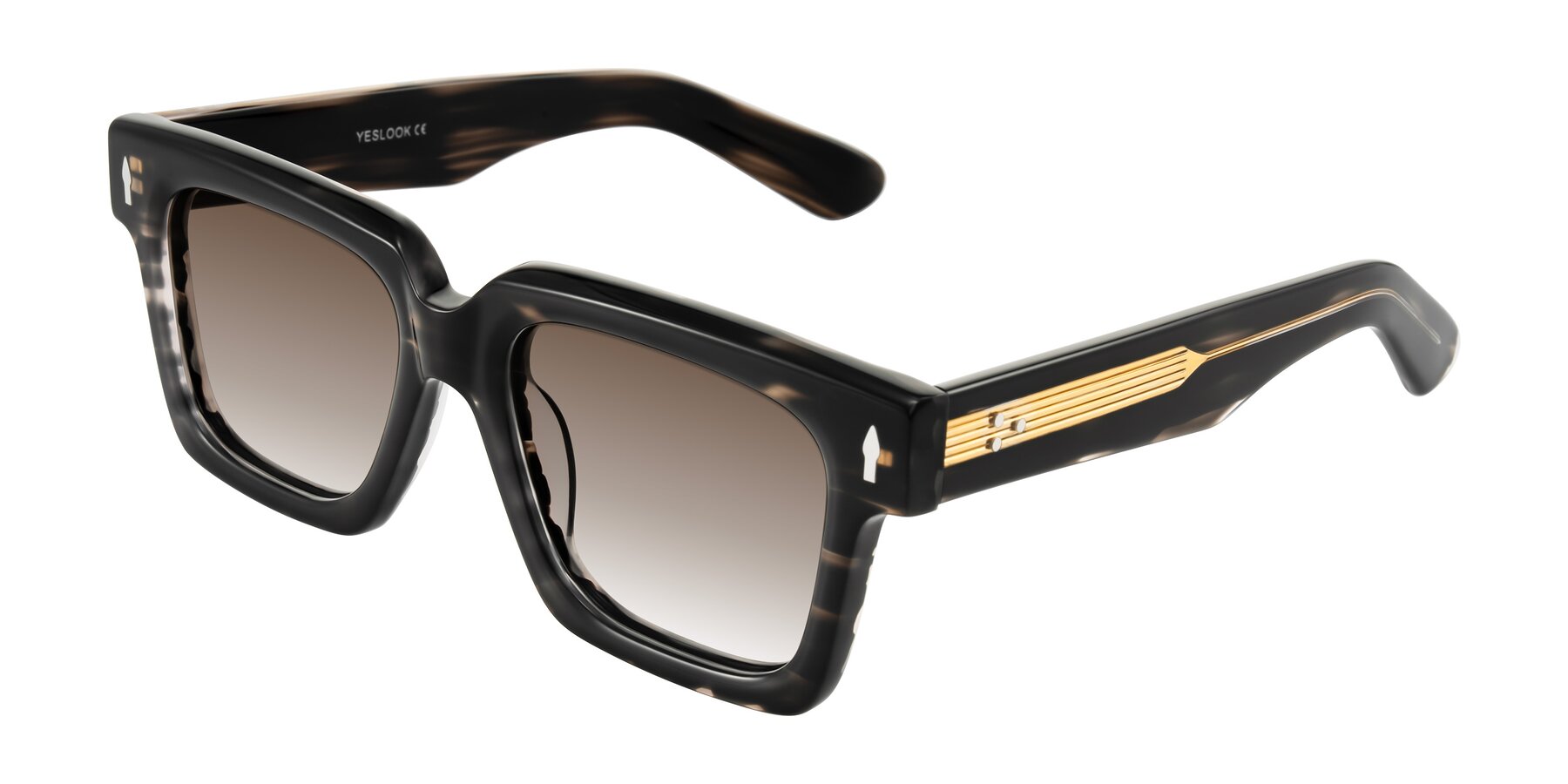 Angle of Phamn in Dark Gray Striped with Brown Gradient Lenses