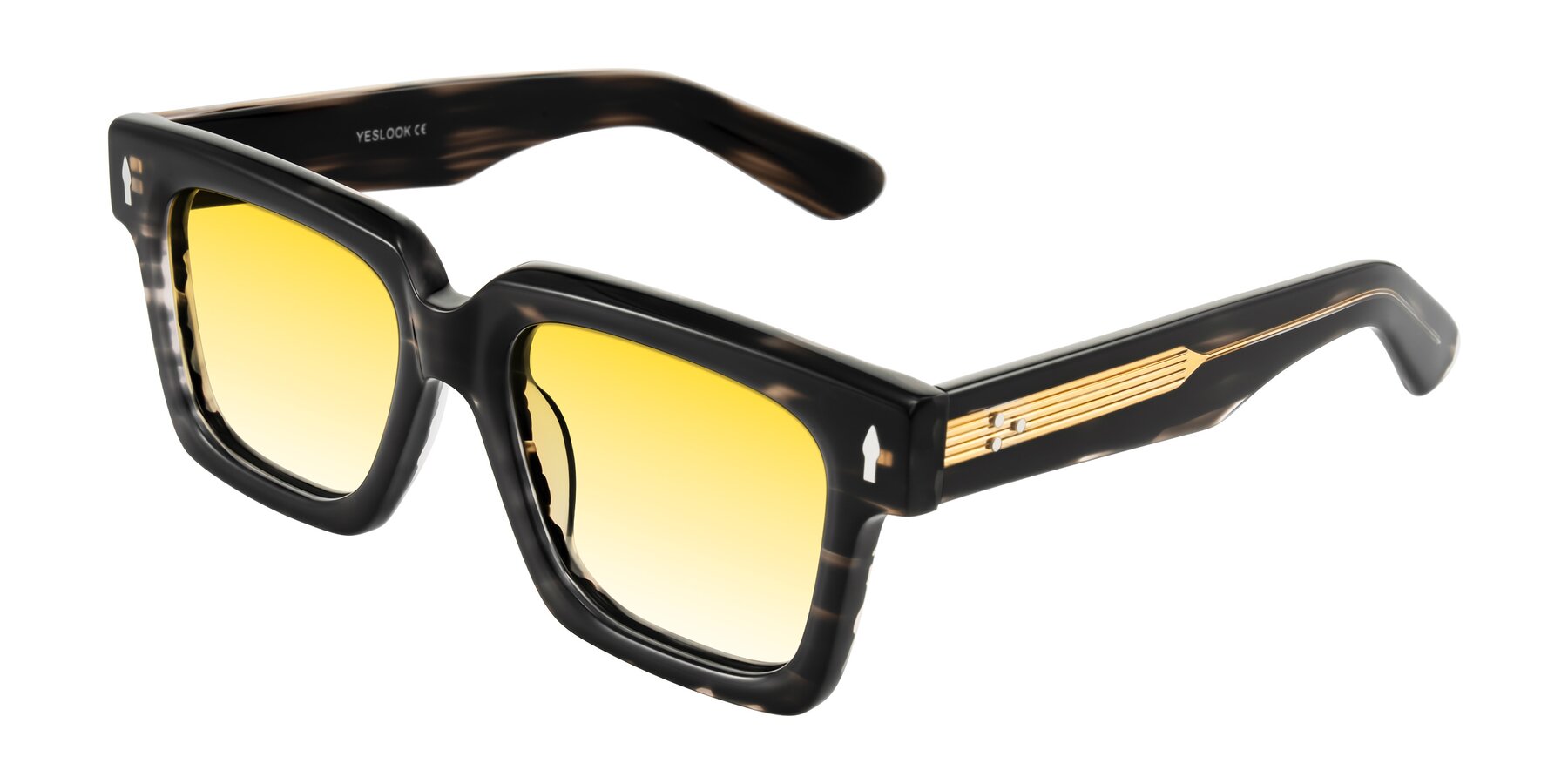 Angle of Phamn in Dark Gray Striped with Yellow Gradient Lenses