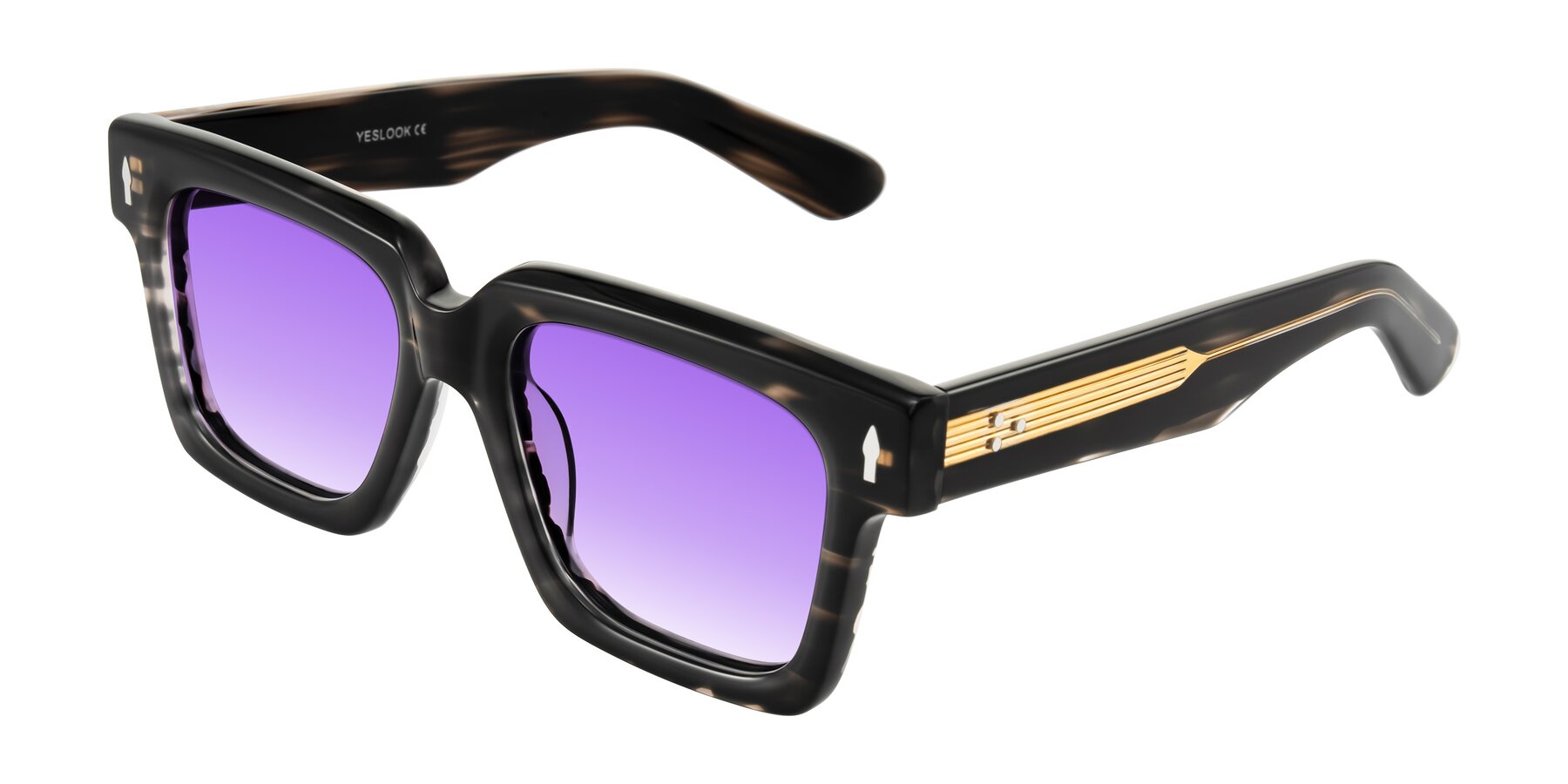 Angle of Phamn in Dark Gray Striped with Purple Gradient Lenses