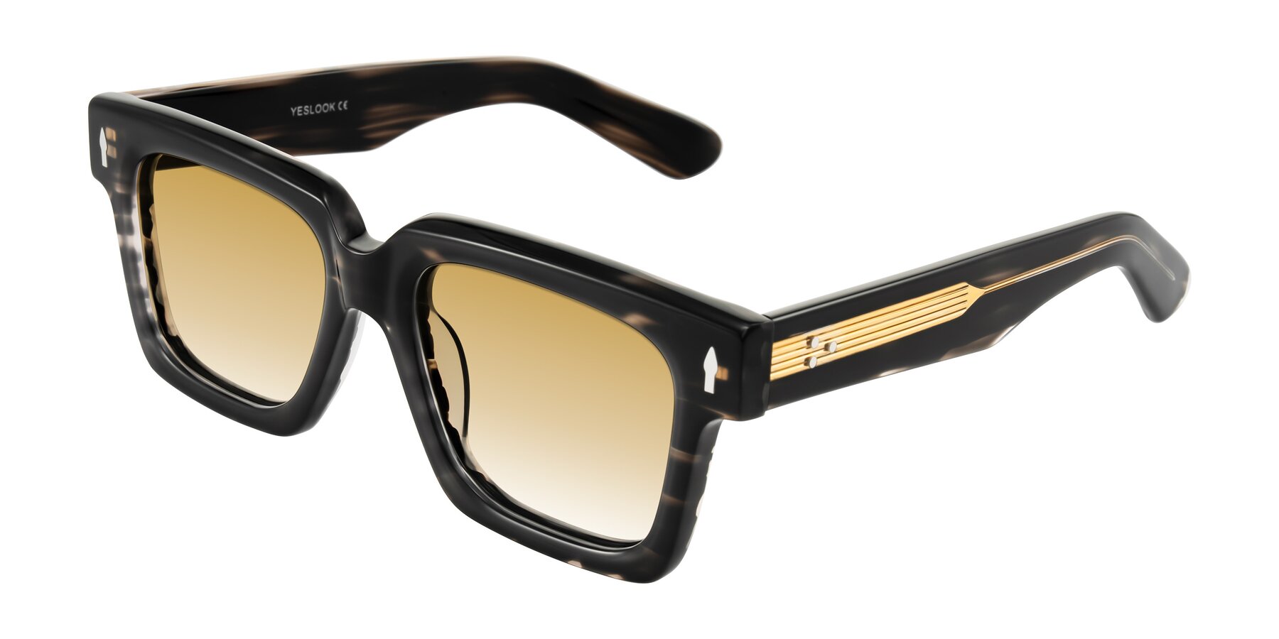 Angle of Phamn in Dark Gray Striped with Champagne Gradient Lenses