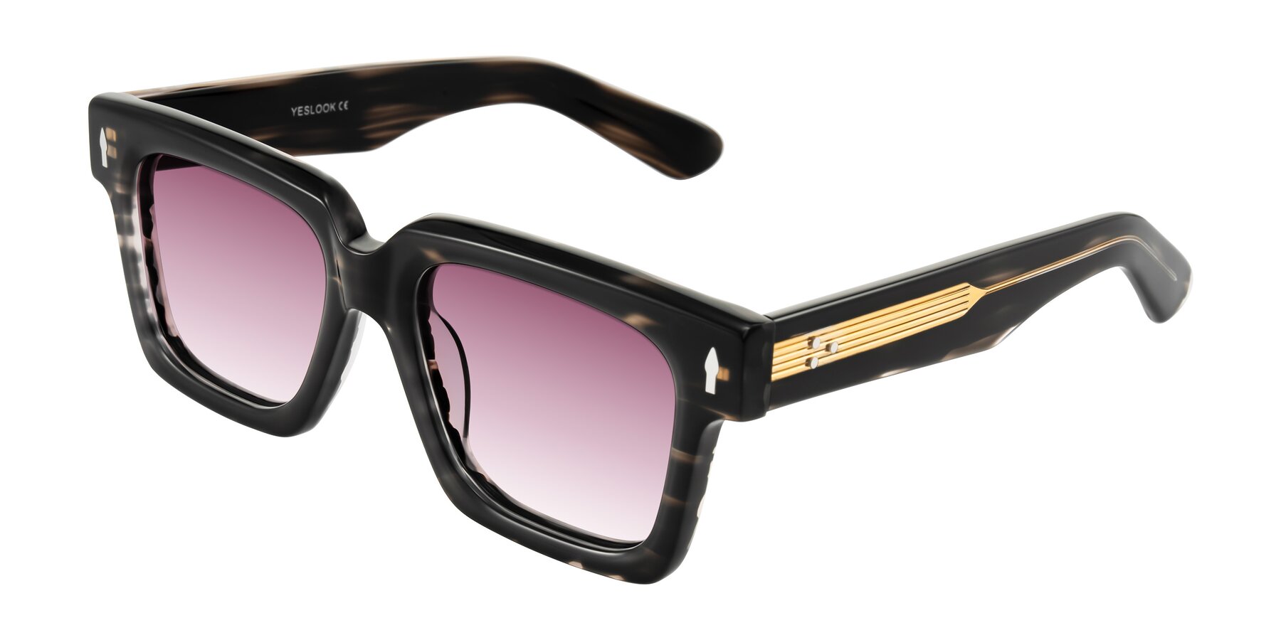 Angle of Phamn in Dark Gray Striped with Wine Gradient Lenses