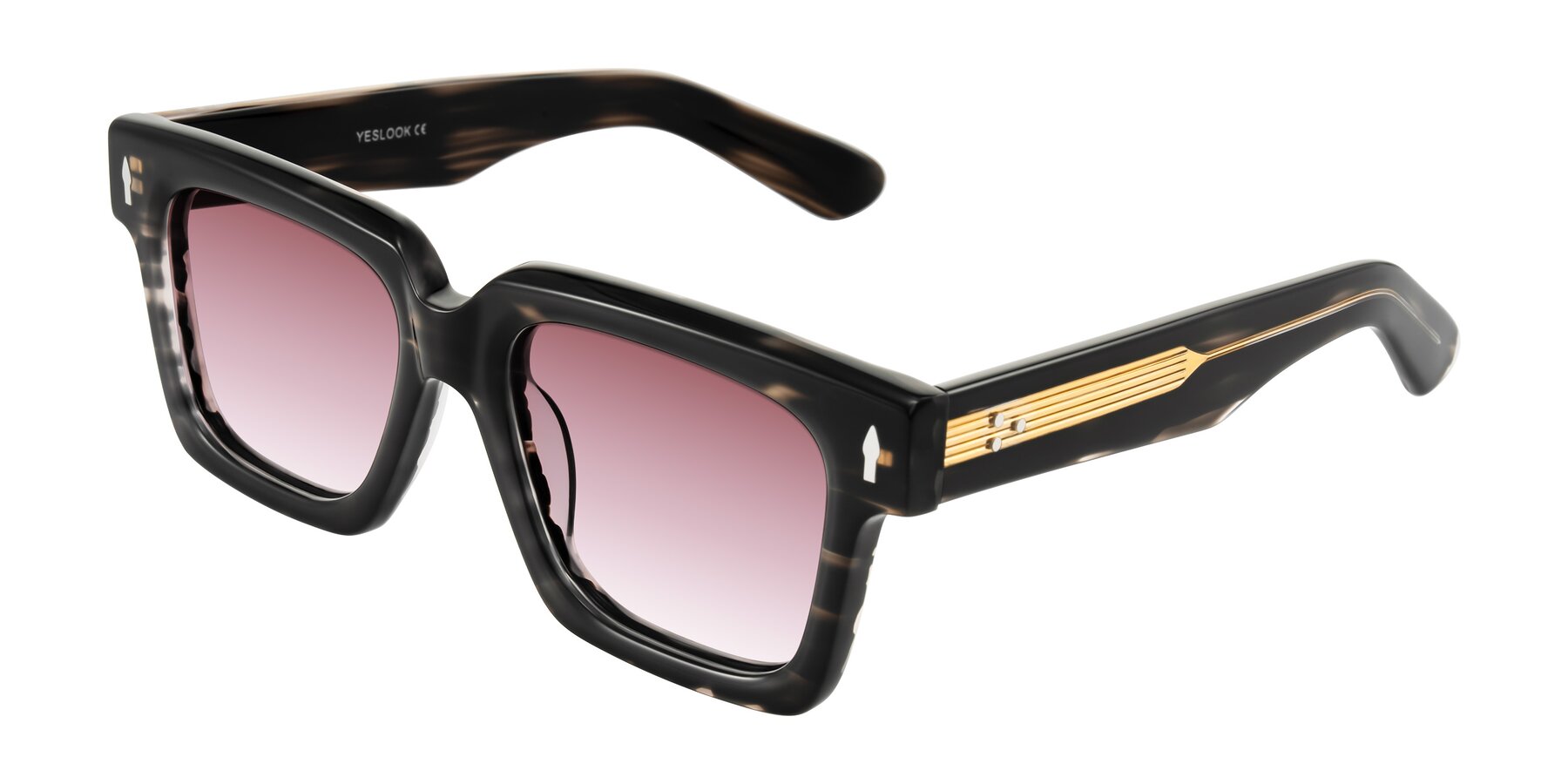 Angle of Phamn in Dark Gray Striped with Garnet Gradient Lenses