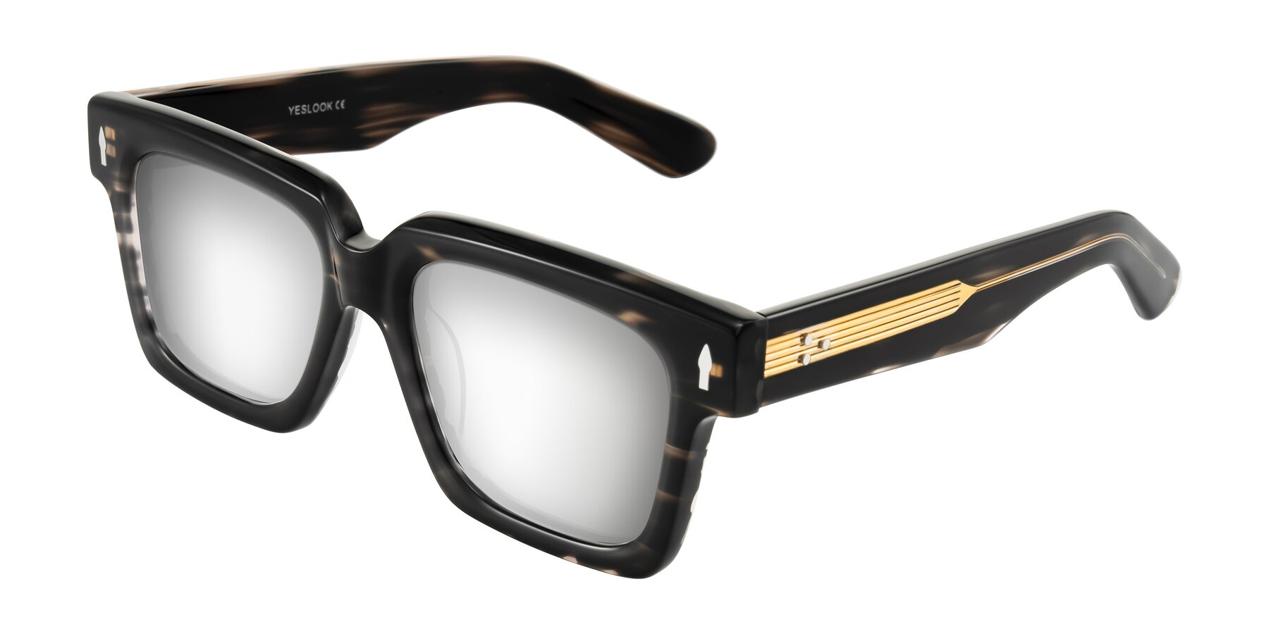 Angle of Phamn in Dark Gray Striped with Silver Mirrored Lenses