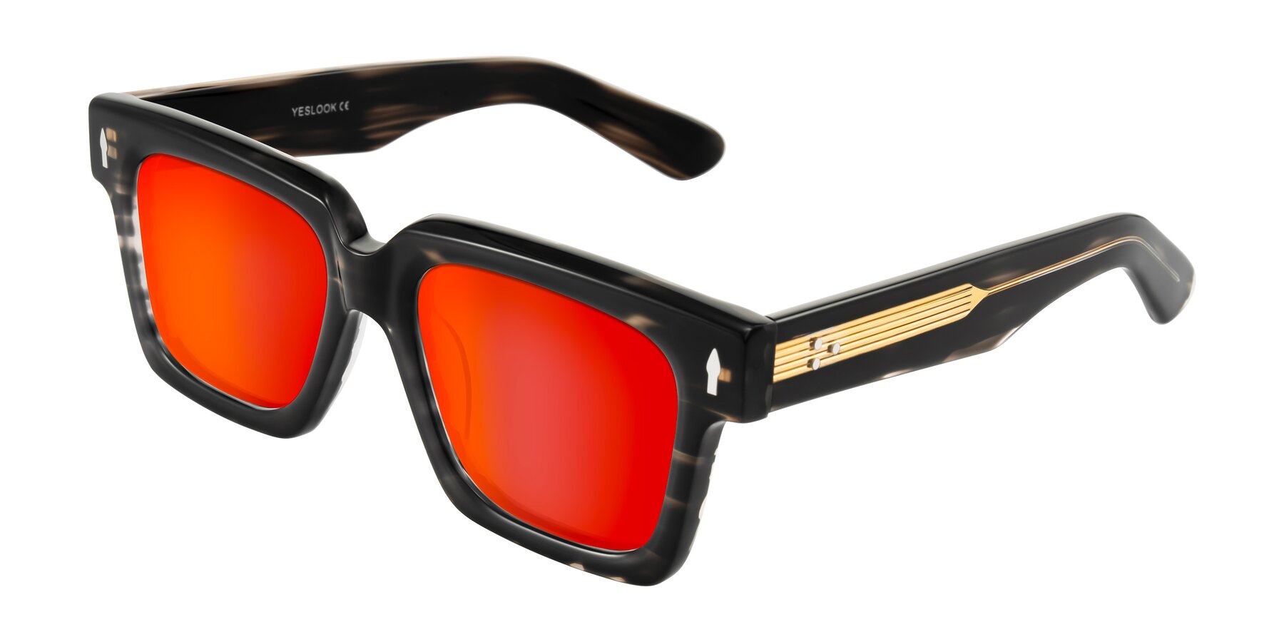 Angle of Phamn in Dark Gray Striped with Red Gold Mirrored Lenses