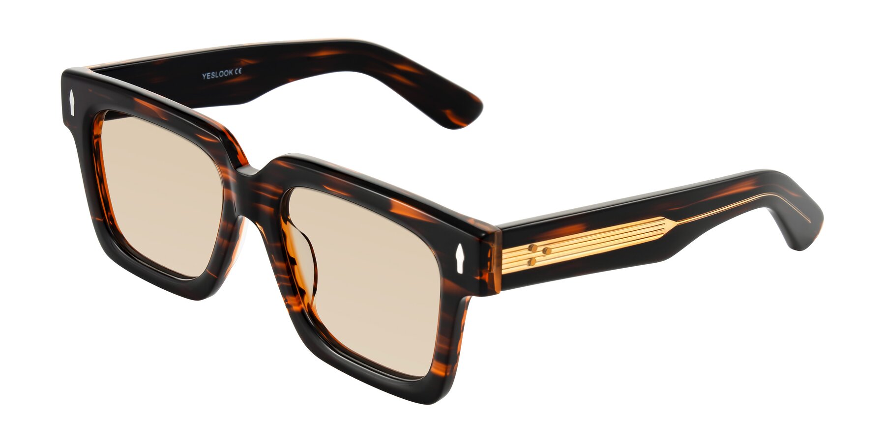 Angle of Phamn in Dark Brown Striped with Light Brown Tinted Lenses