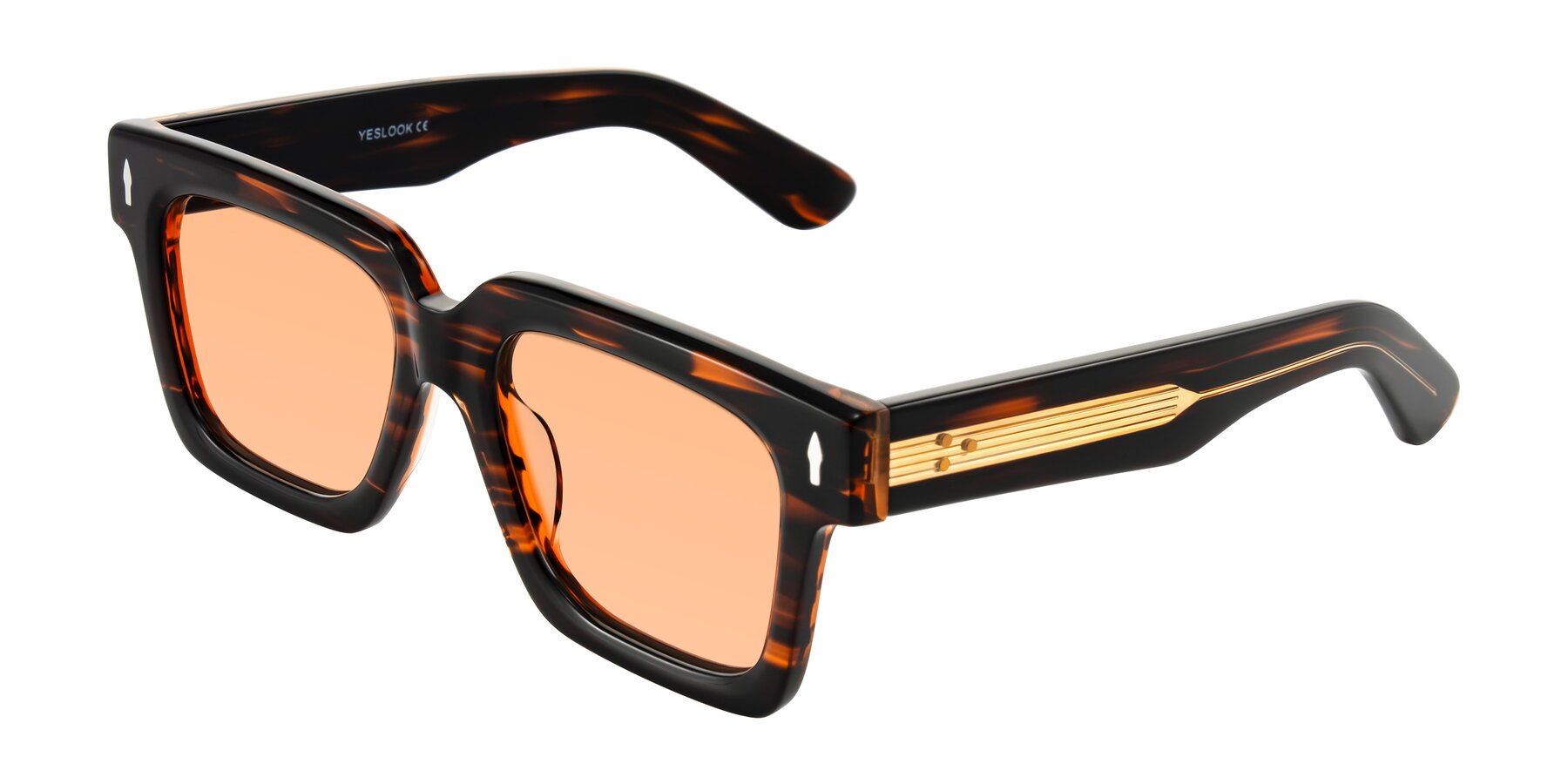 Angle of Phamn in Dark Brown Striped with Light Orange Tinted Lenses