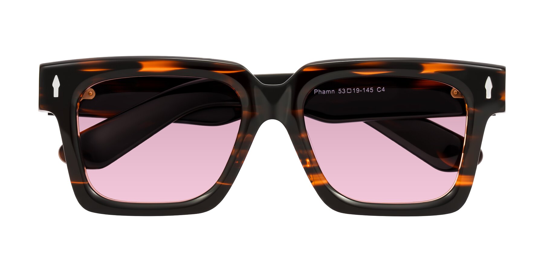 Folded Front of Phamn in Dark Brown Striped with Light Wine Tinted Lenses