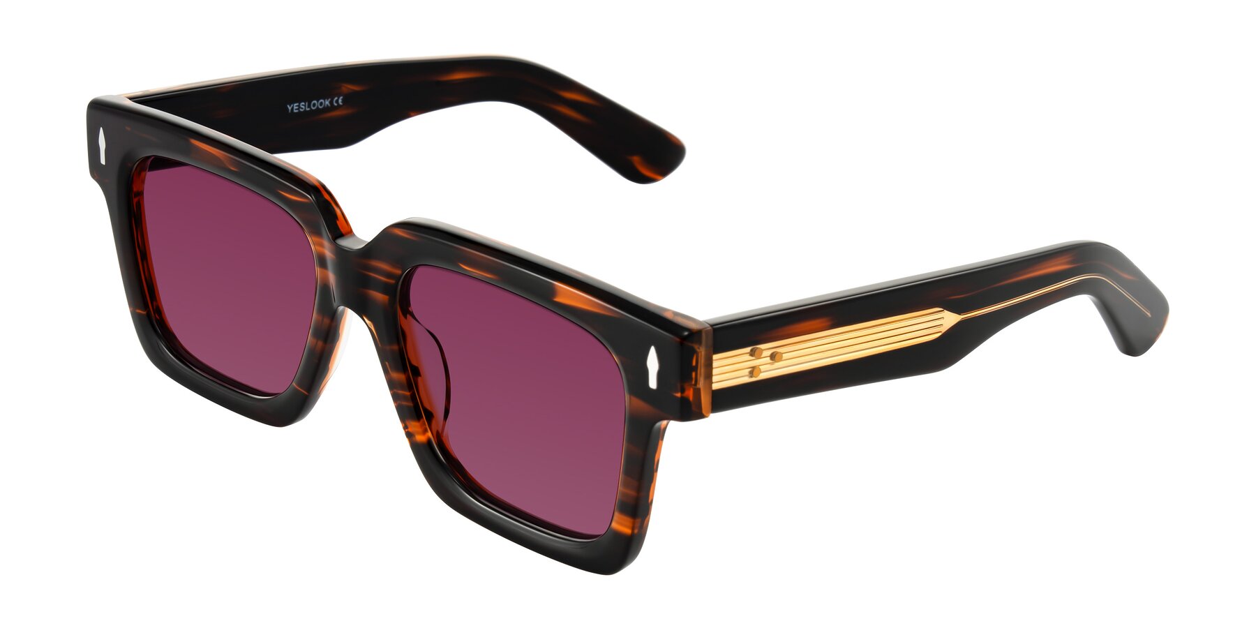 Angle of Phamn in Dark Brown Striped with Wine Tinted Lenses