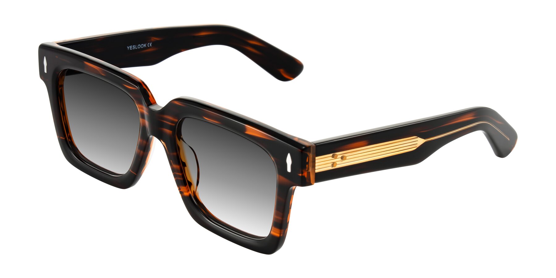 Angle of Phamn in Dark Brown Striped with Gray Gradient Lenses
