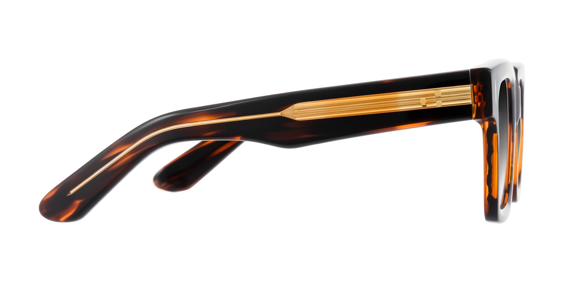 Side of Phamn in Dark Brown Striped with Gray Gradient Lenses