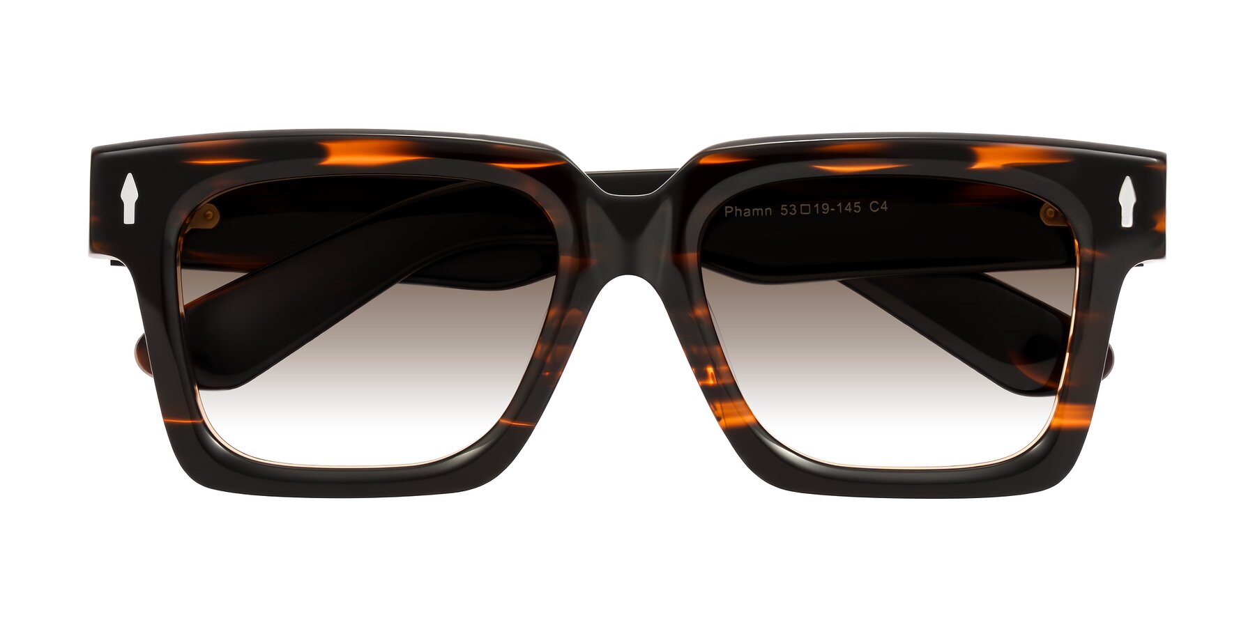 Folded Front of Phamn in Dark Brown Striped with Brown Gradient Lenses