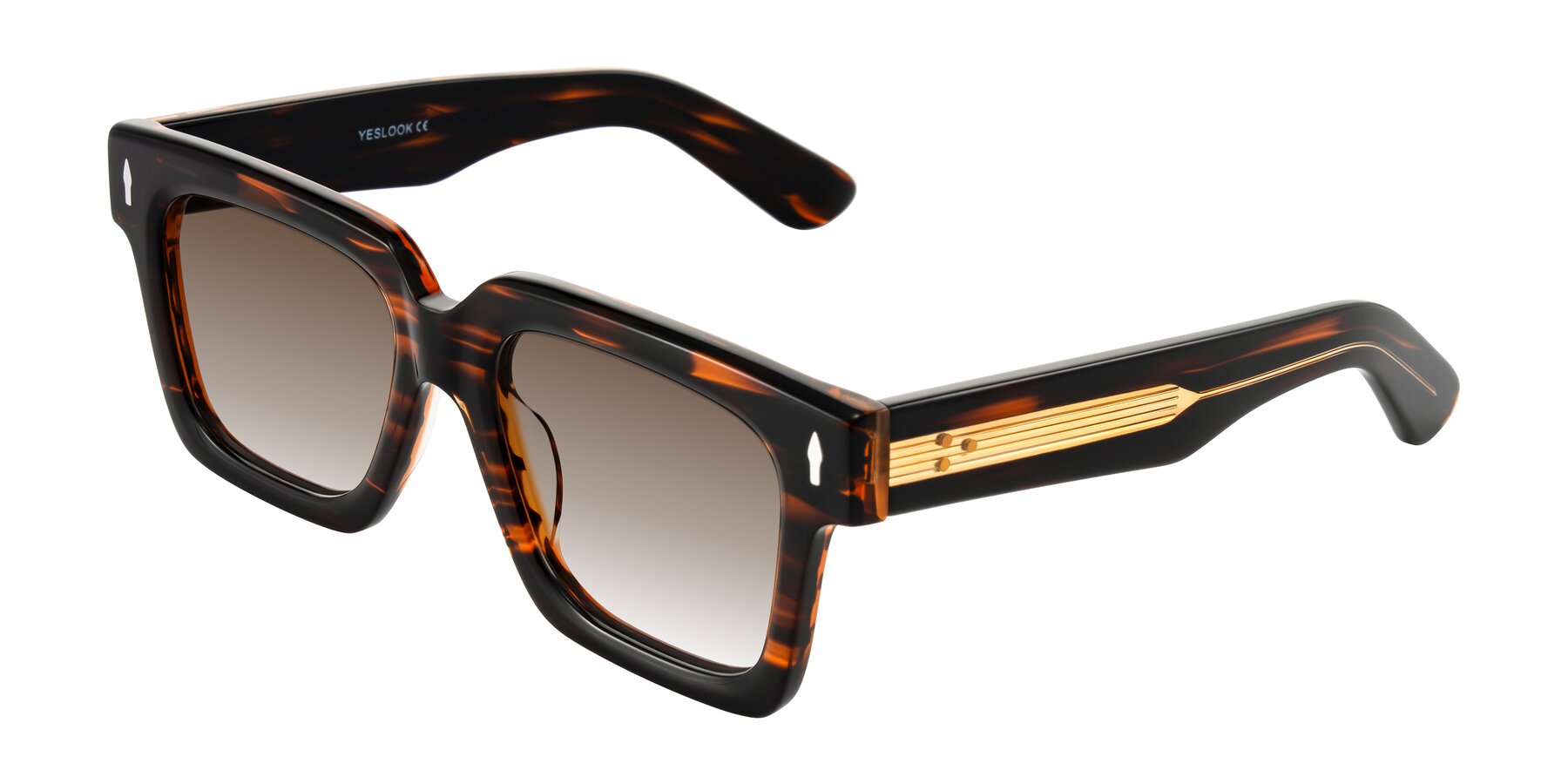 Angle of Phamn in Dark Brown Striped with Brown Gradient Lenses