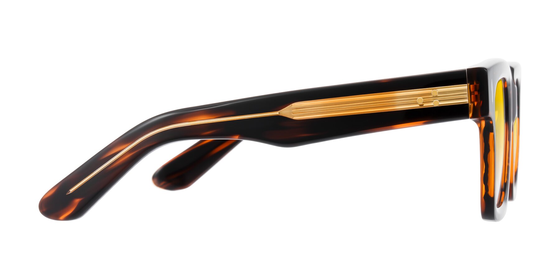 Side of Phamn in Dark Brown Striped with Yellow Gradient Lenses