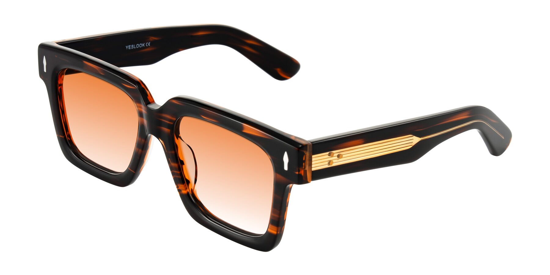 Angle of Phamn in Dark Brown Striped with Orange Gradient Lenses
