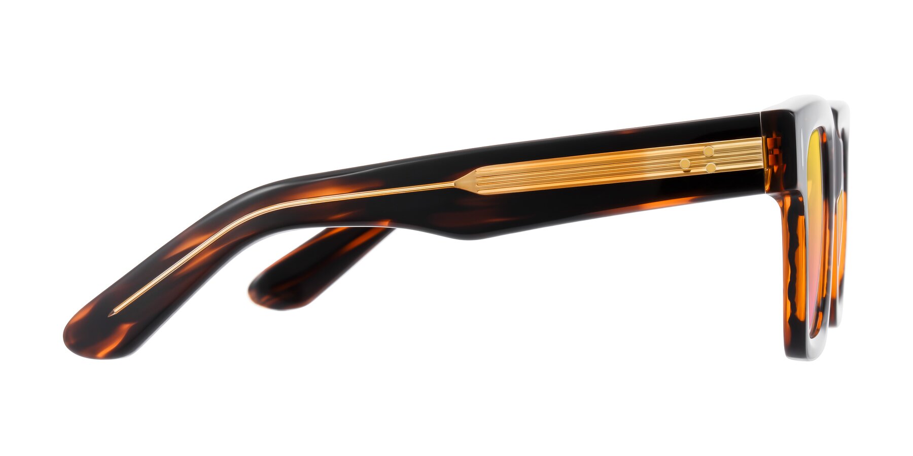 Side of Phamn in Dark Brown Striped with Yellow / Pink Gradient Lenses