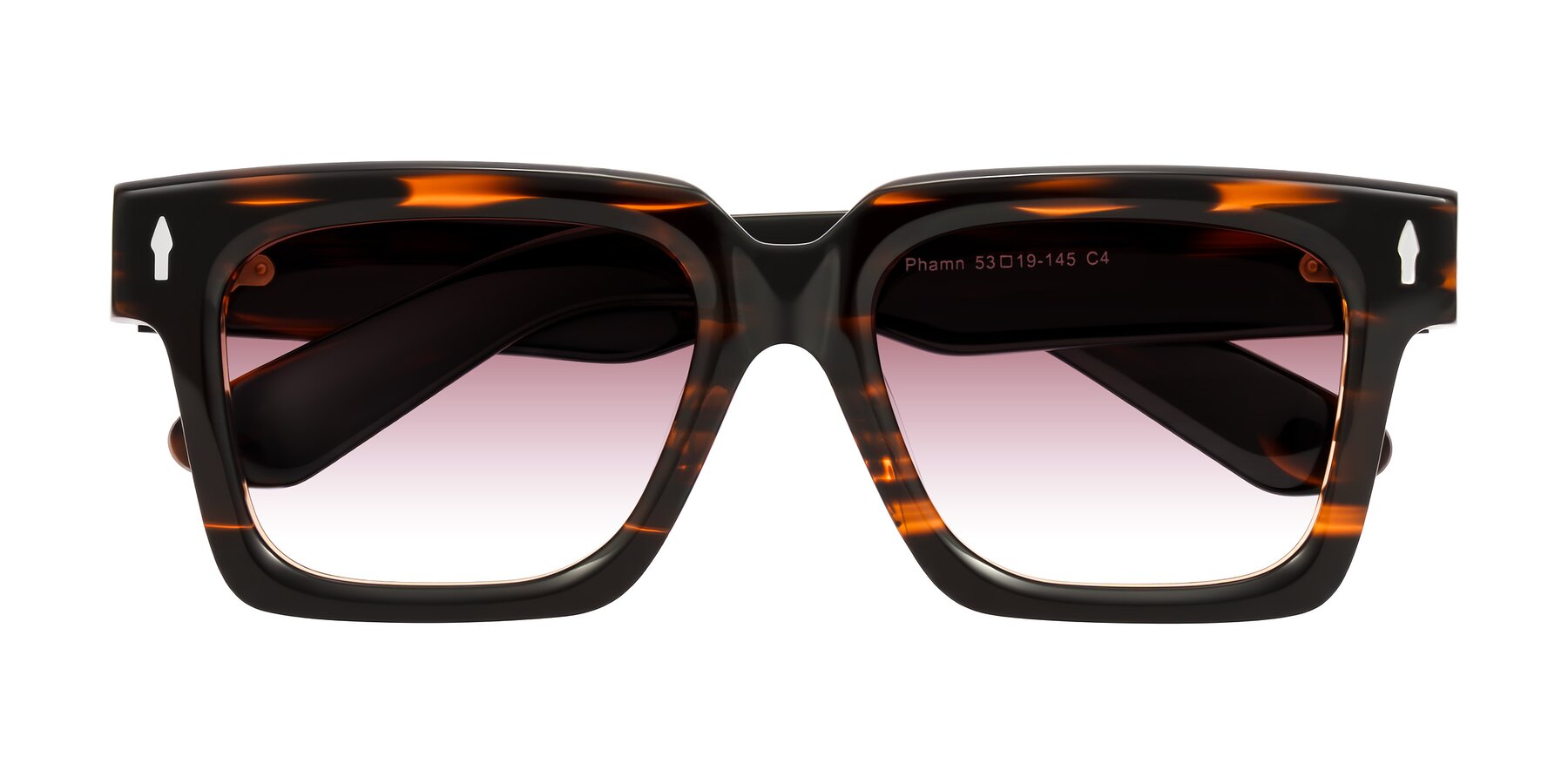 Folded Front of Phamn in Dark Brown Striped with Garnet Gradient Lenses