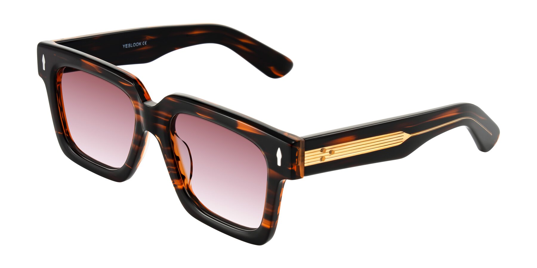 Angle of Phamn in Dark Brown Striped with Garnet Gradient Lenses