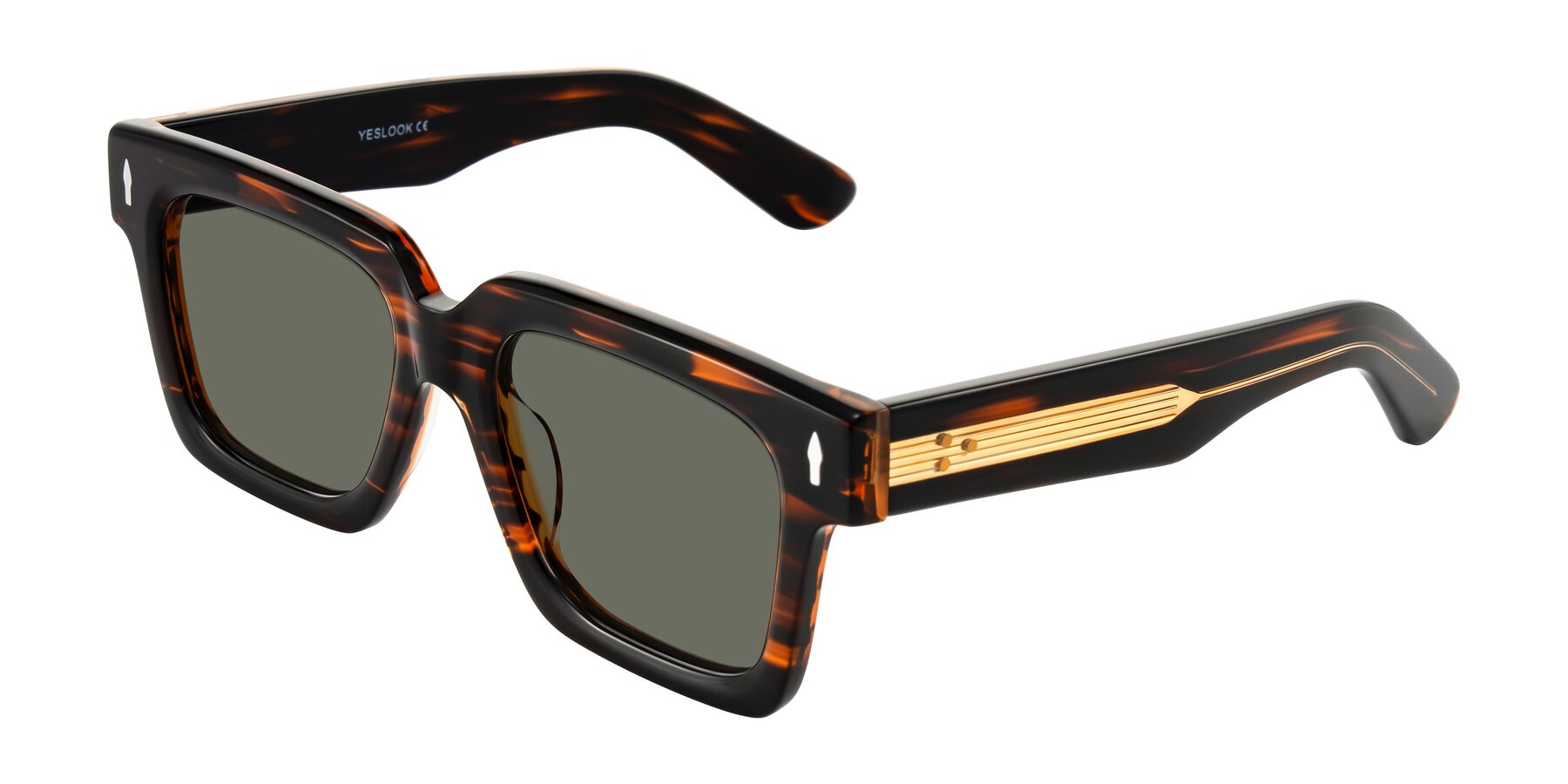 Angle of Phamn in Dark Brown Striped with Gray Polarized Lenses