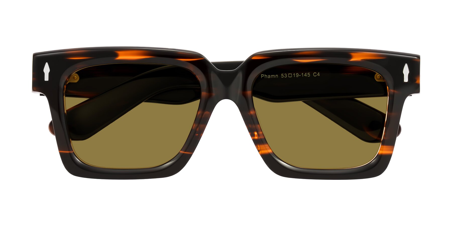 Folded Front of Phamn in Dark Brown Striped with Brown Polarized Lenses