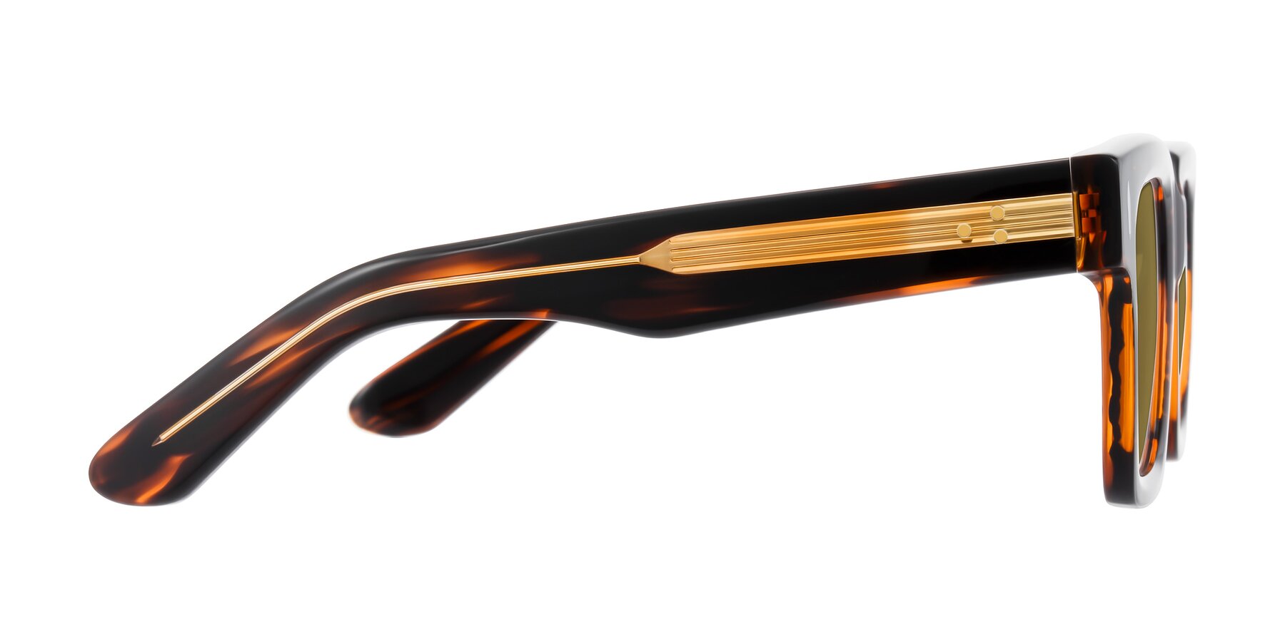 Side of Phamn in Dark Brown Striped with Brown Polarized Lenses