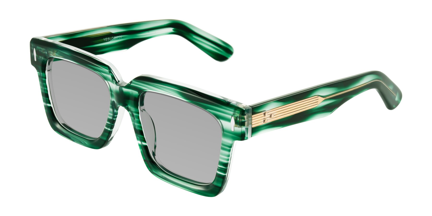 Angle of Phamn in Dark Green Striped with Light Gray Tinted Lenses