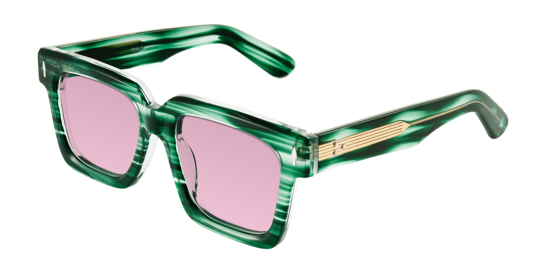 Angle of Phamn in Dark Green Striped with Light Wine Tinted Lenses