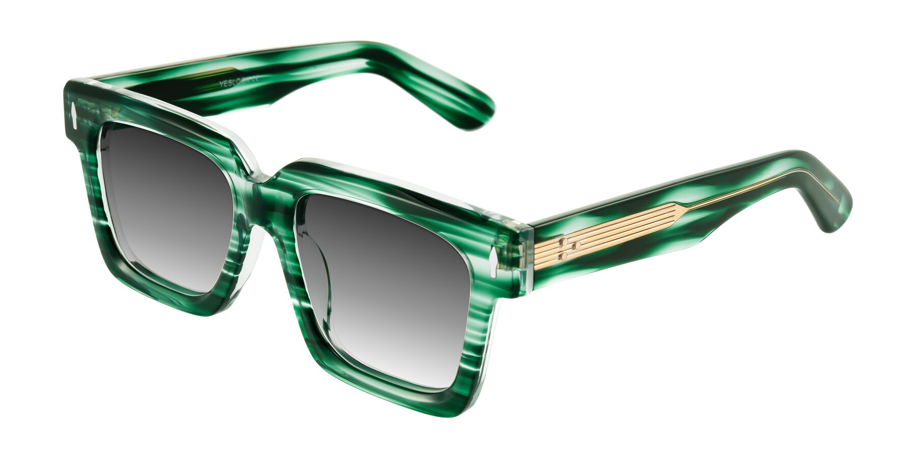 Angle of Phamn in Dark Green Striped with Gray Gradient Lenses