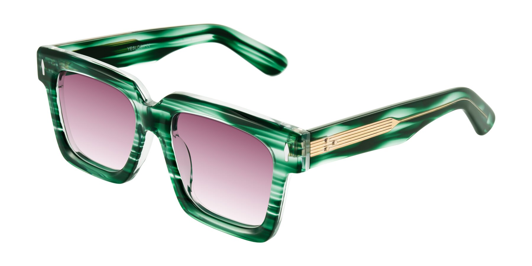 Angle of Phamn in Dark Green Striped with Wine Gradient Lenses