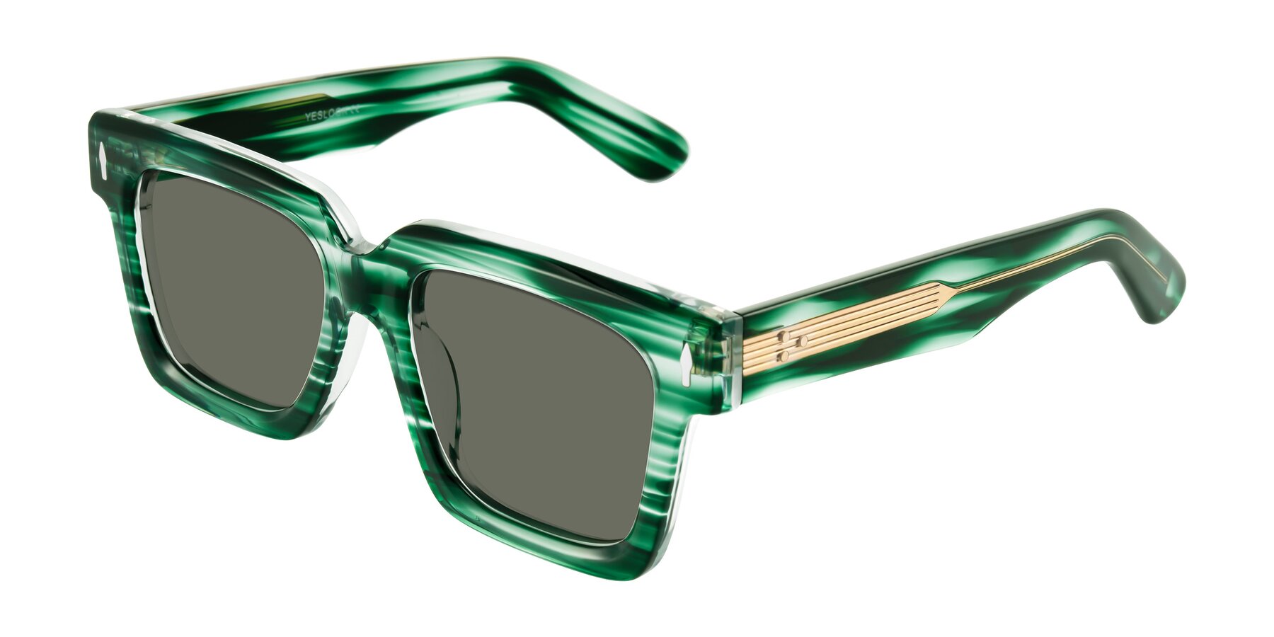 Angle of Phamn in Dark Green Striped with Gray Polarized Lenses