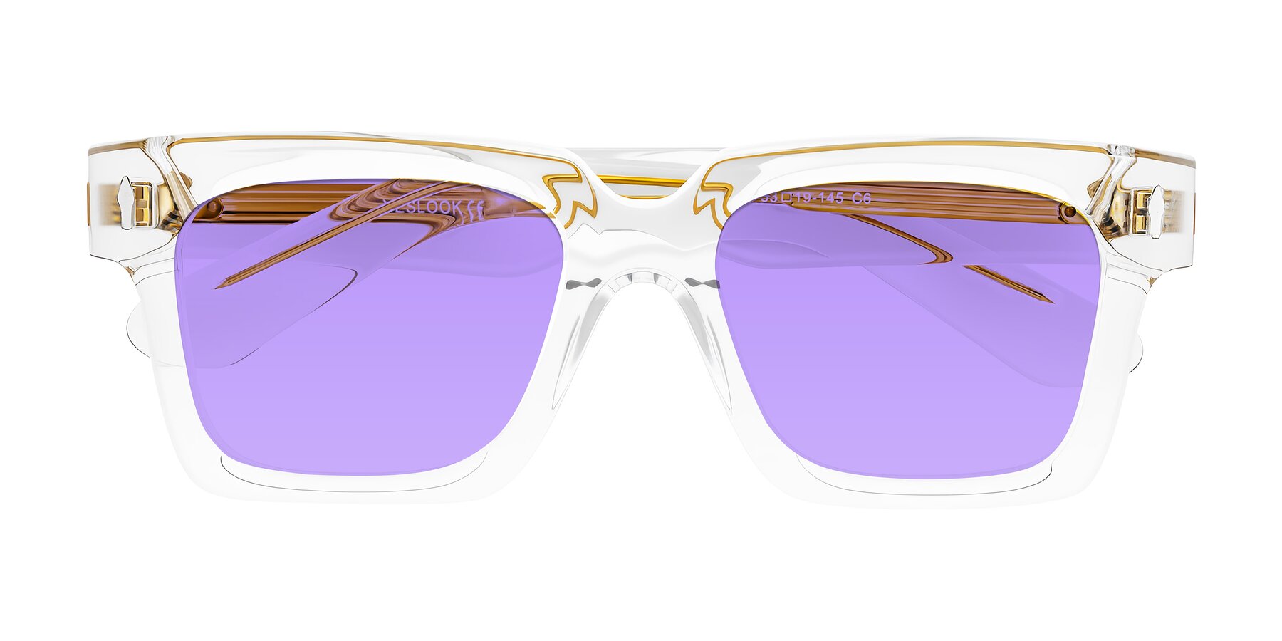 Folded Front of Phamn in Clear with Medium Purple Tinted Lenses