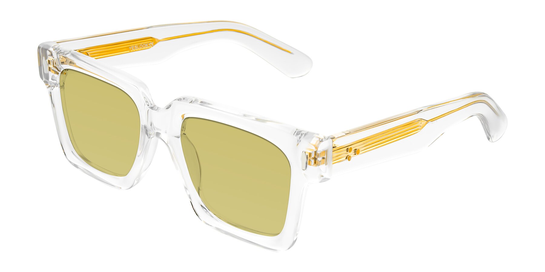 Angle of Phamn in Clear with Medium Champagne Tinted Lenses