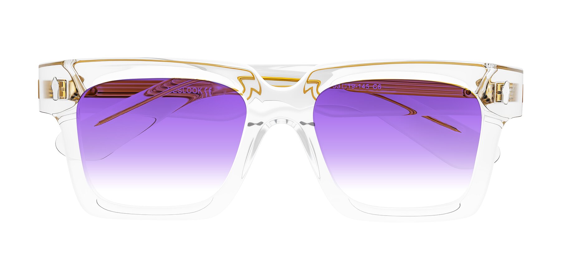 Folded Front of Phamn in Clear with Purple Gradient Lenses
