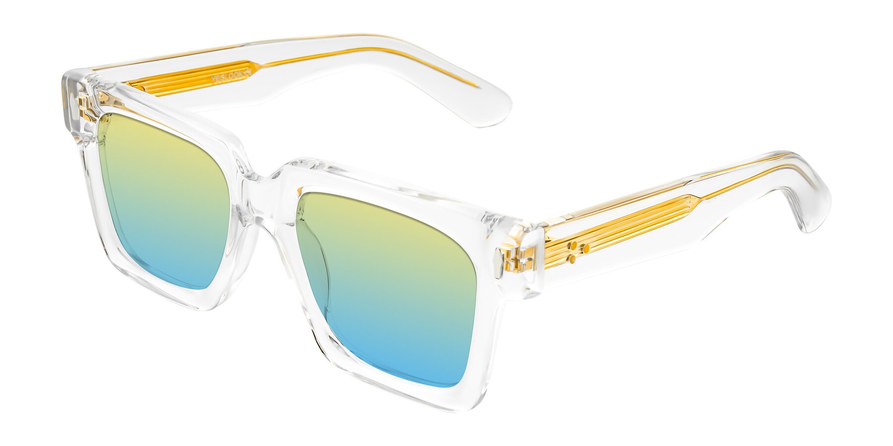 Angle of Phamn in Clear with Yellow / Blue Gradient Lenses