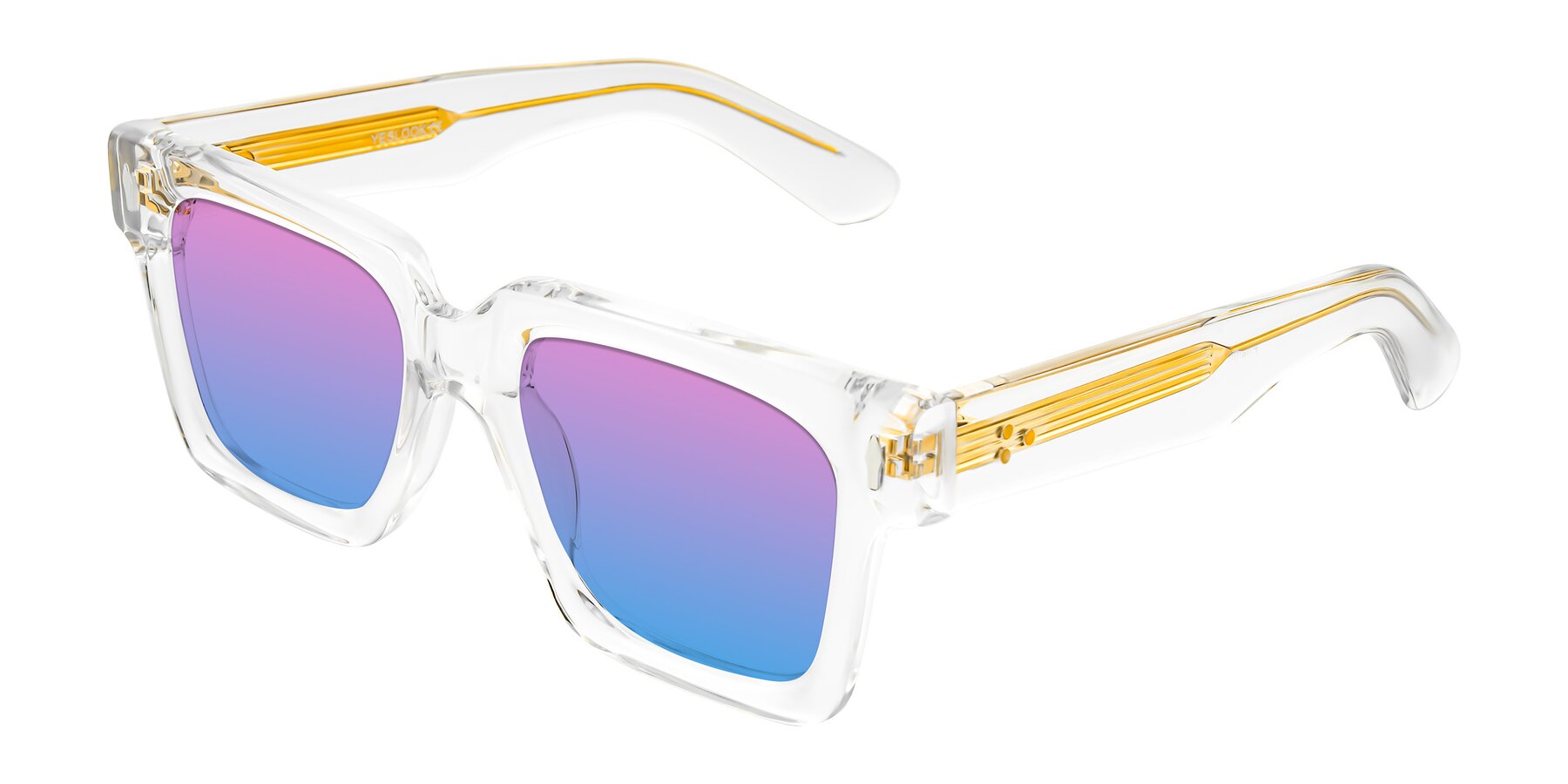 Angle of Phamn in Clear with Pink / Blue Gradient Lenses