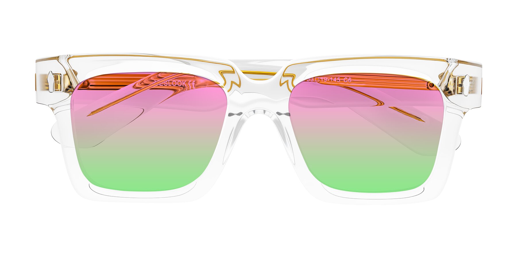 Folded Front of Phamn in Clear with Pink / Green Gradient Lenses