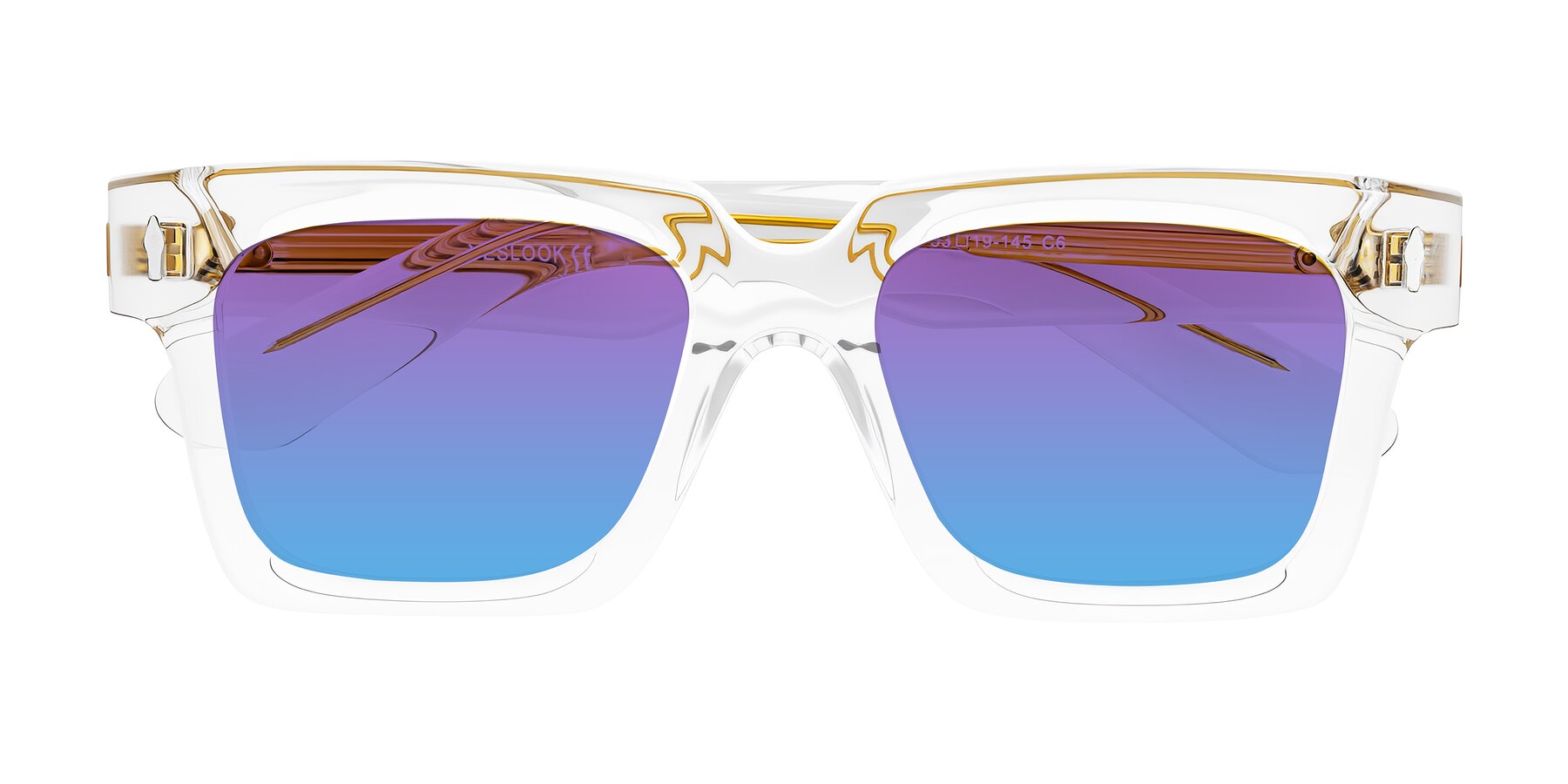 Folded Front of Phamn in Clear with Purple / Blue Gradient Lenses