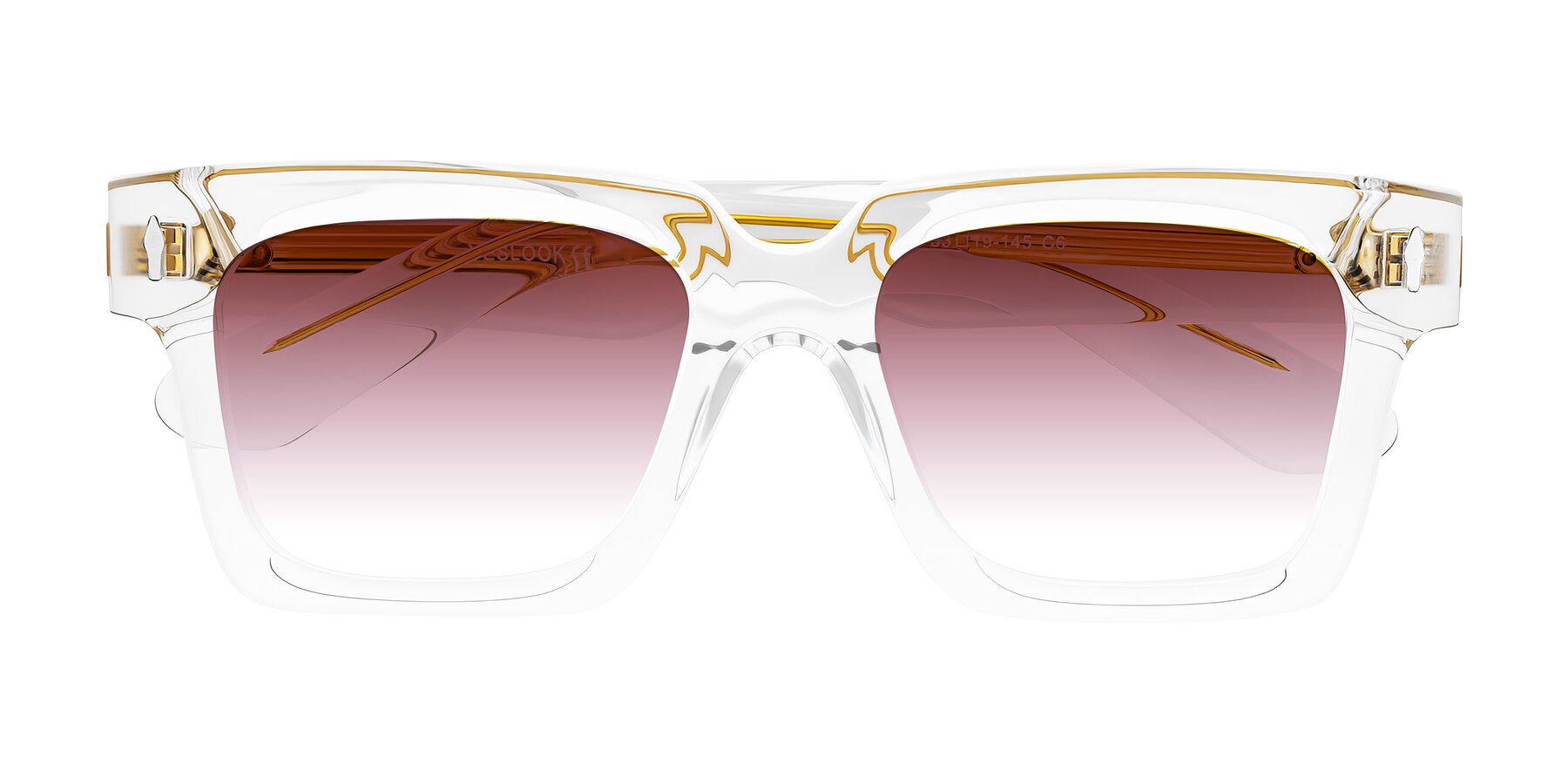 Folded Front of Phamn in Clear with Garnet Gradient Lenses