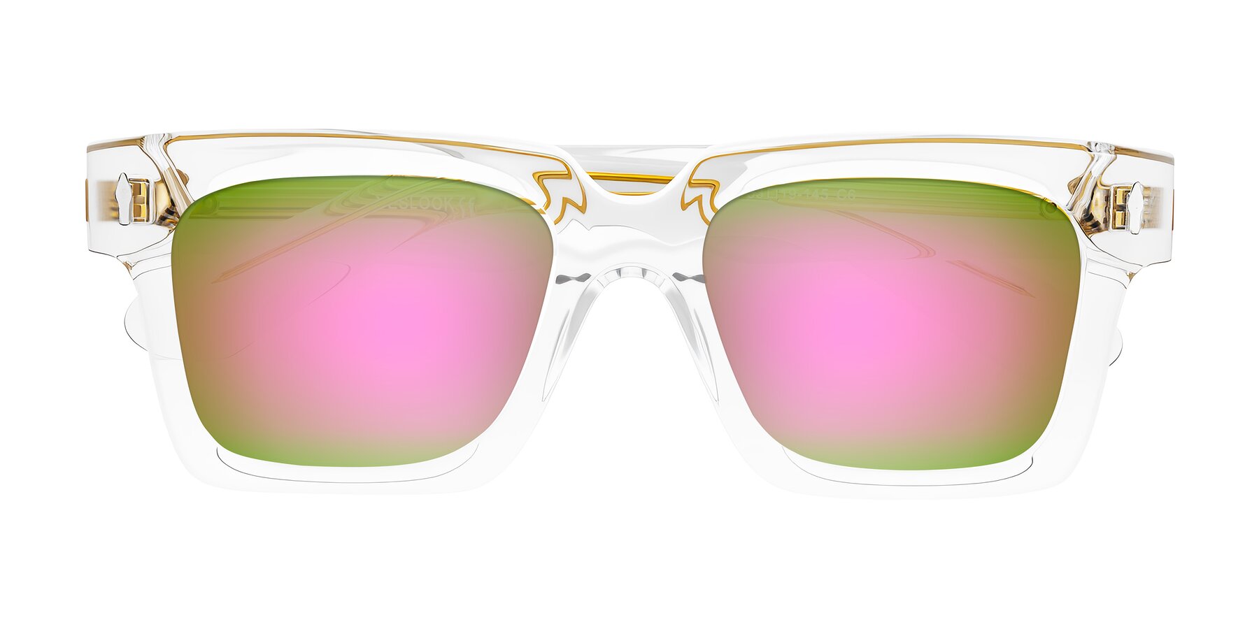 Folded Front of Phamn in Clear with Pink Mirrored Lenses