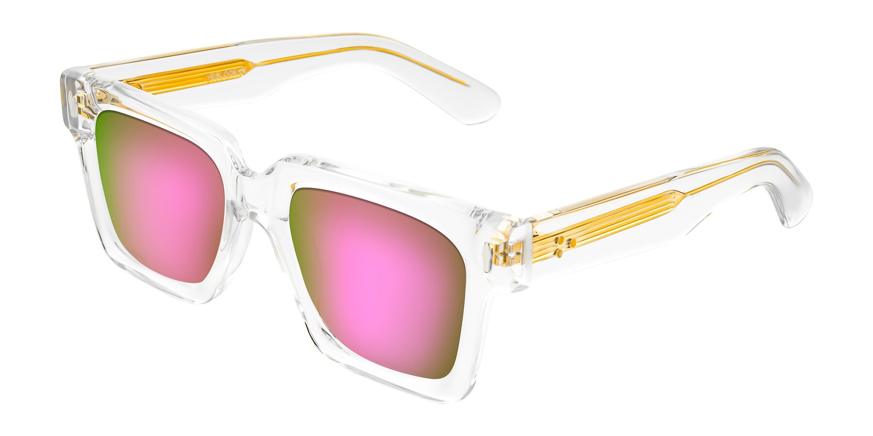 Angle of Phamn in Clear with Pink Mirrored Lenses