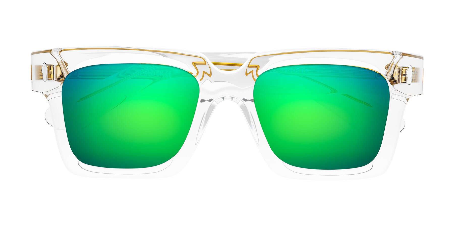 Folded Front of Phamn in Clear with Green Mirrored Lenses