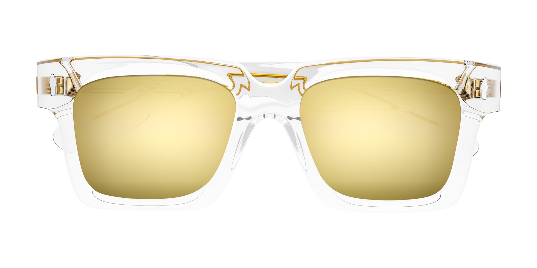 Folded Front of Phamn in Clear with Gold Mirrored Lenses