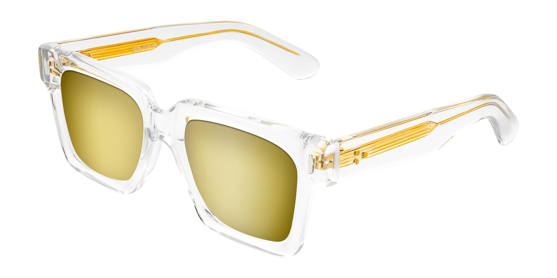 Angle of Phamn in Clear with Gold Mirrored Lenses