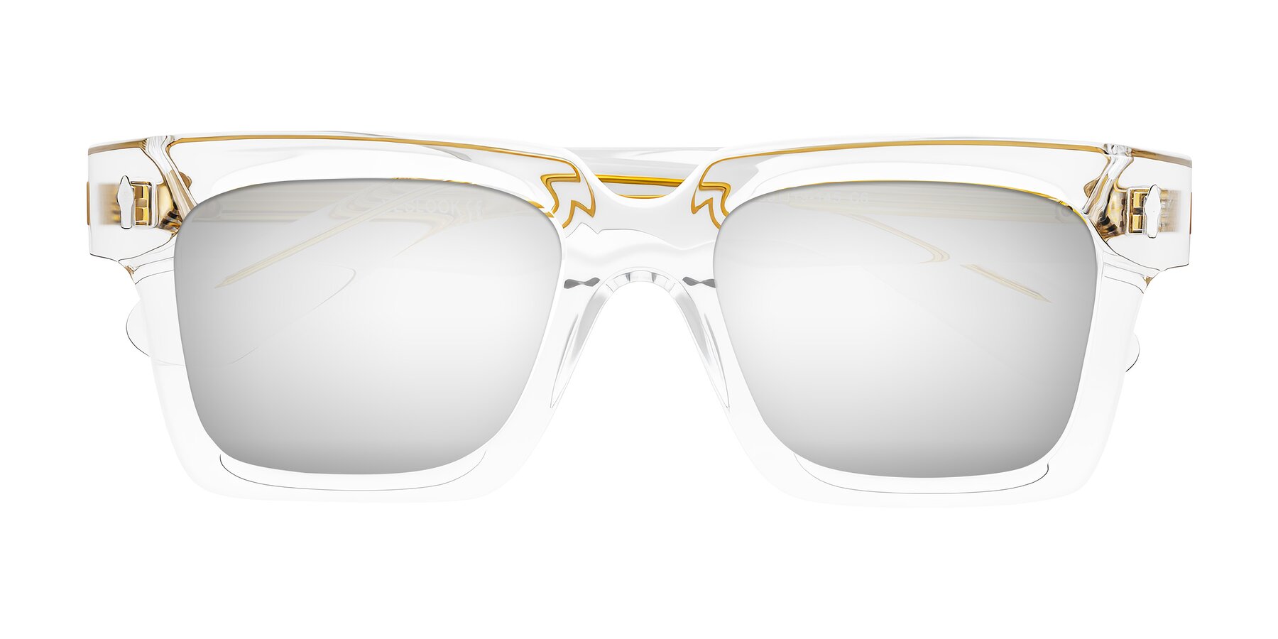 Folded Front of Phamn in Clear with Silver Mirrored Lenses