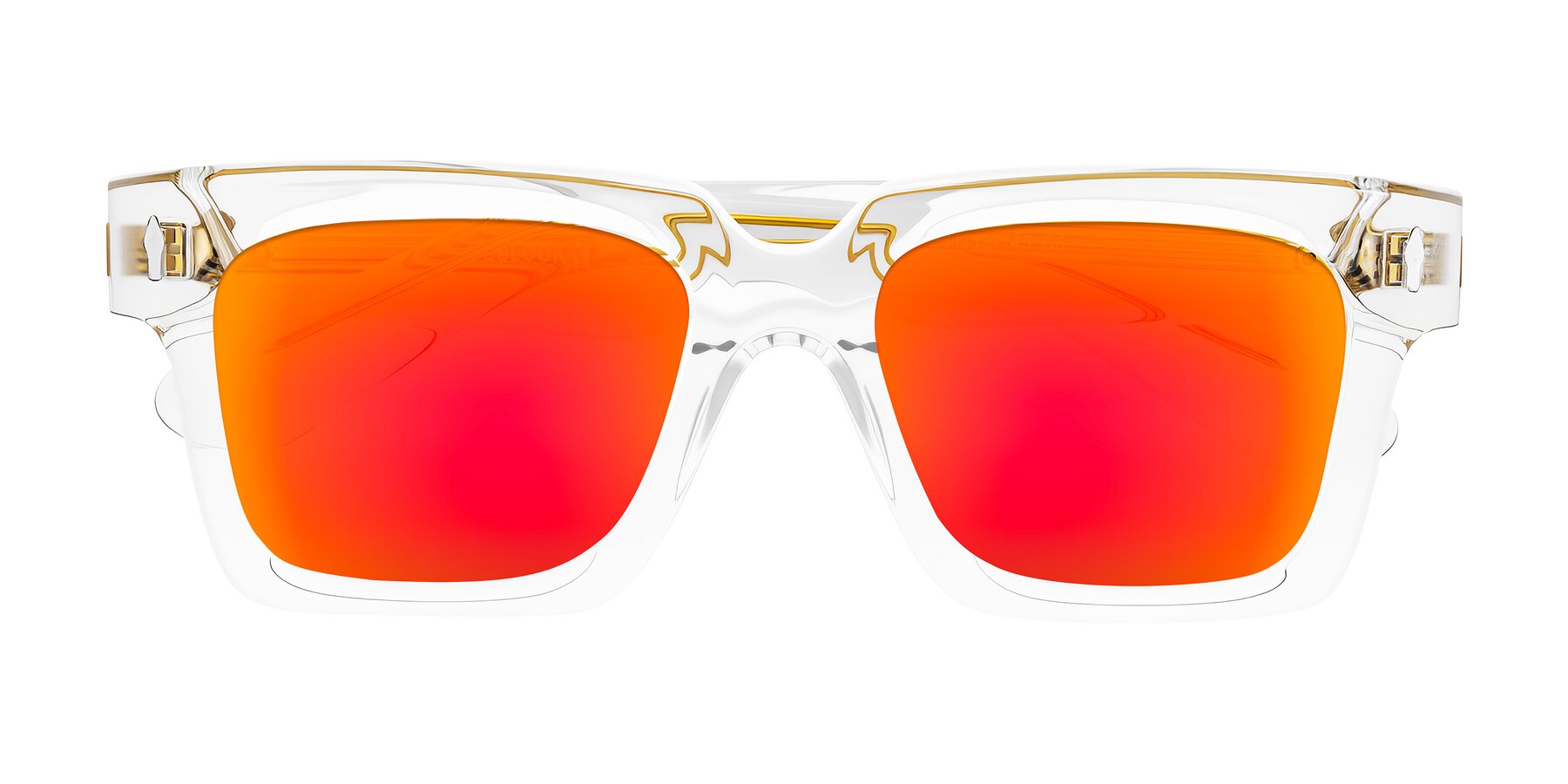 Folded Front of Phamn in Clear with Red Gold Mirrored Lenses