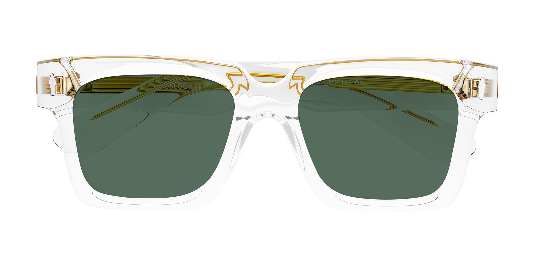 Folded Front of Phamn in Clear with Green Polarized Lenses