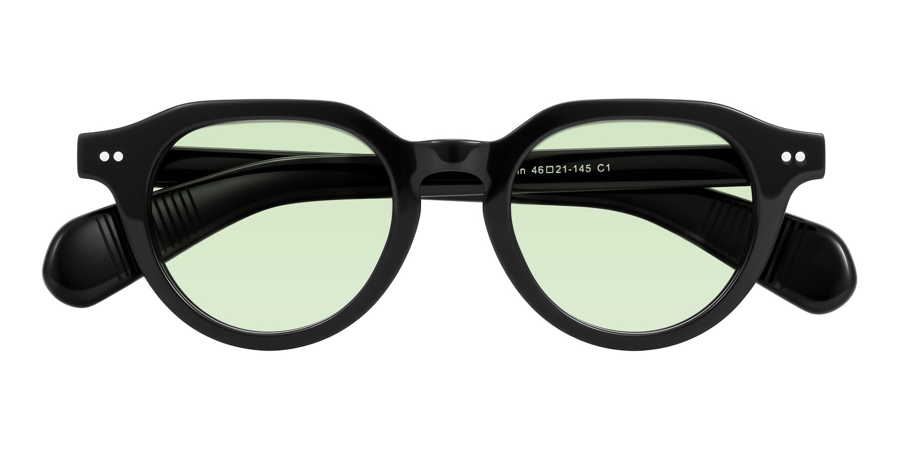 Folded Front of Rohamn in Black with Light Green Tinted Lenses