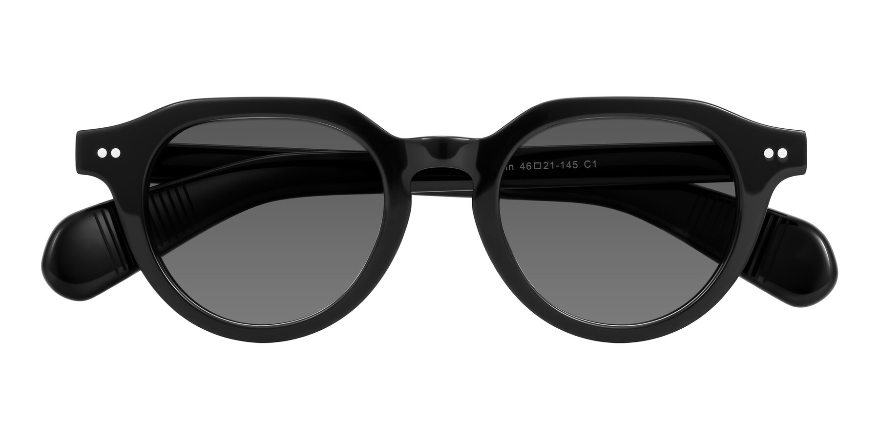 Folded Front of Rohamn in Black with Medium Gray Tinted Lenses