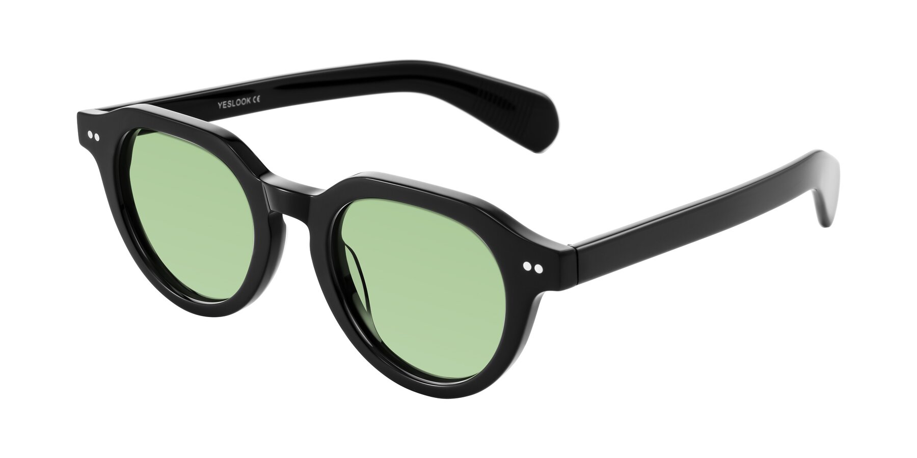 Angle of Rohamn in Black with Medium Green Tinted Lenses