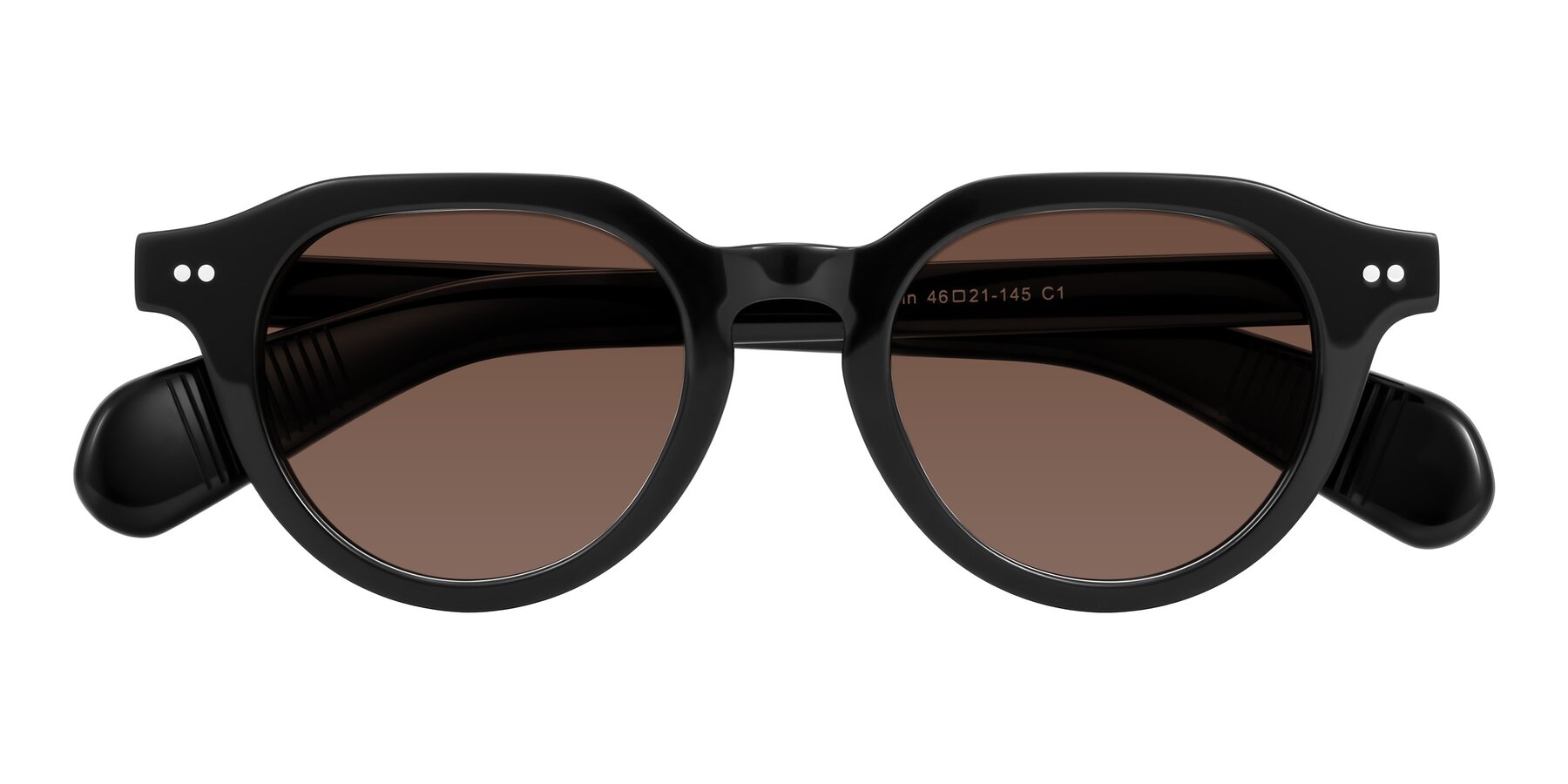Folded Front of Rohamn in Black with Brown Tinted Lenses