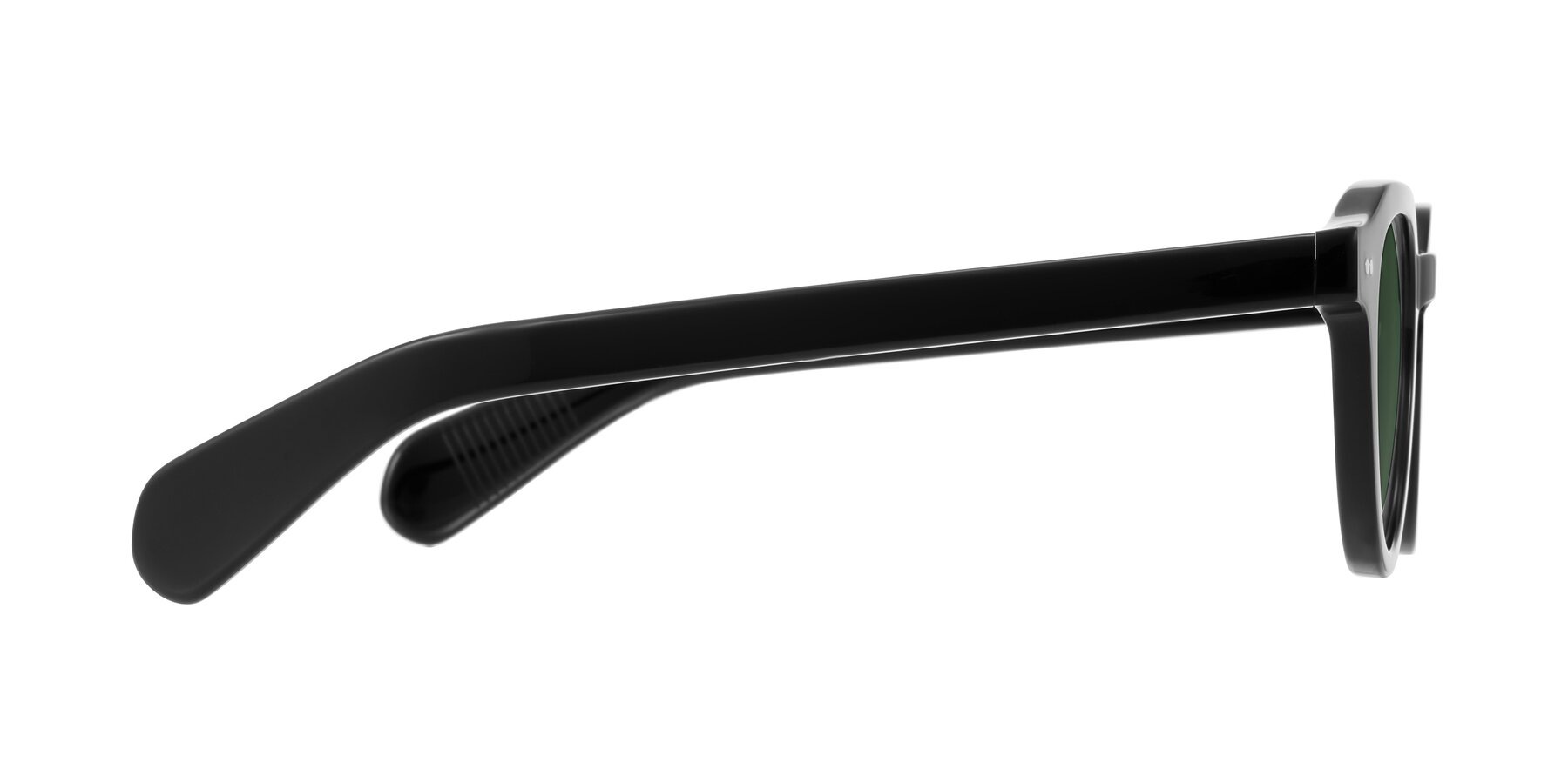 Side of Rohamn in Black with Green Tinted Lenses